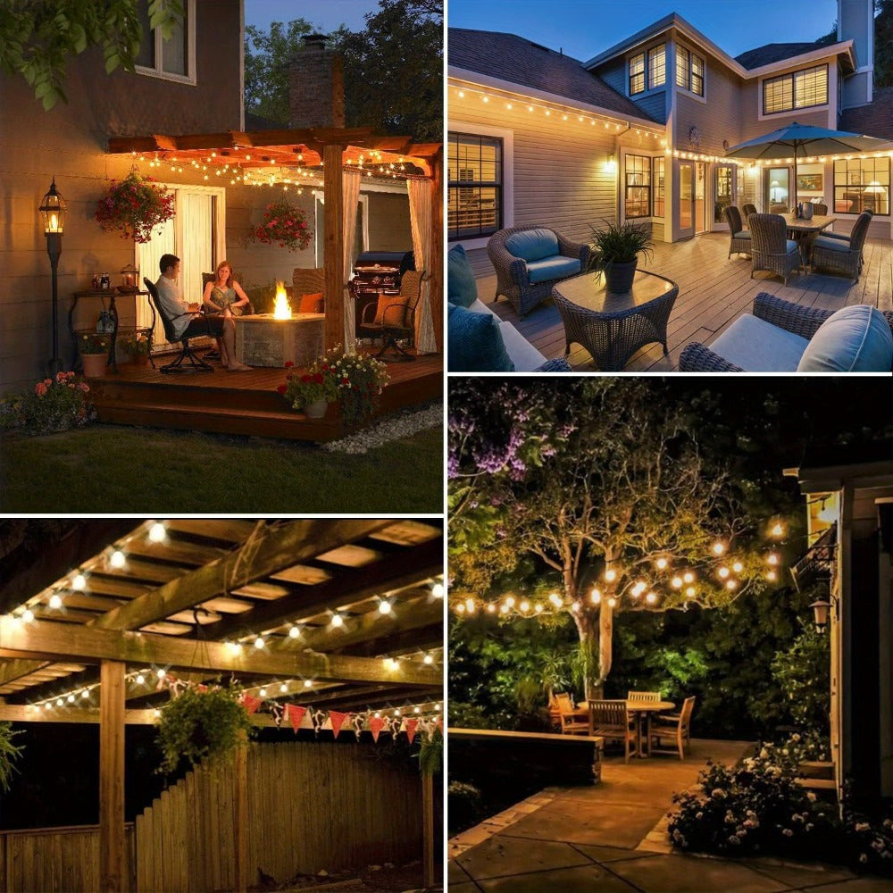 Solar String Lights Outdoor 50/100FT, 2700K Warm White Waterproof Patio String Lights, Breakproof ST38 E12 Bulbs for Backyard Porch Garden Pergola