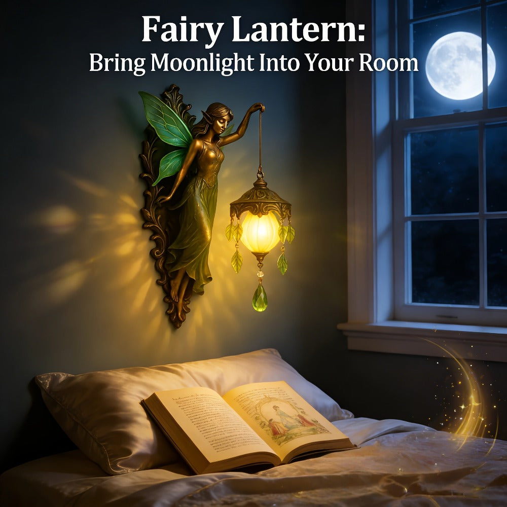 Fairy Statue Wall Decor 9.84in Fantasy Forest Fairy Sculpture ¨C Carved Green Leaf Art Wall Hanging Ornament for Bedroom Living Room ¨C Dreamy Fairy Tale Home Decor Gift for Fairy Lovers Easter Spring