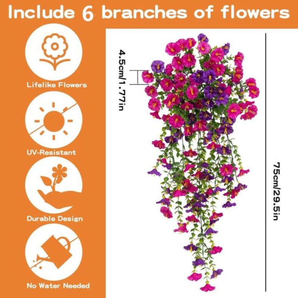 Artificial Rose Vine Hanging Garland 3pcs 216 Flowers - High-Density UV-Resistant Faux Rose Flower Vines with Realistic Roses & Foliage for Garden, Wedding, Porch, Terrace & Wall Decor, Multiple Colors