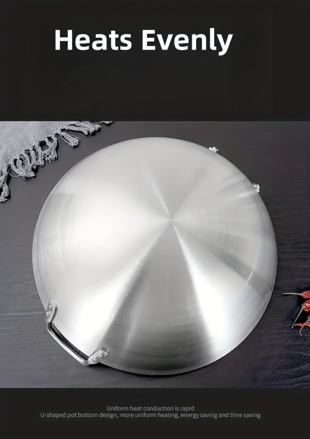 Stainless Steel Wok & Frying Pan ¨C Non-Stick Cooking Surface, Ergonomic Handle, Compatible with Gas, Induction & Electric Stovetops, Extra Thick & Deep, Easy to Clean