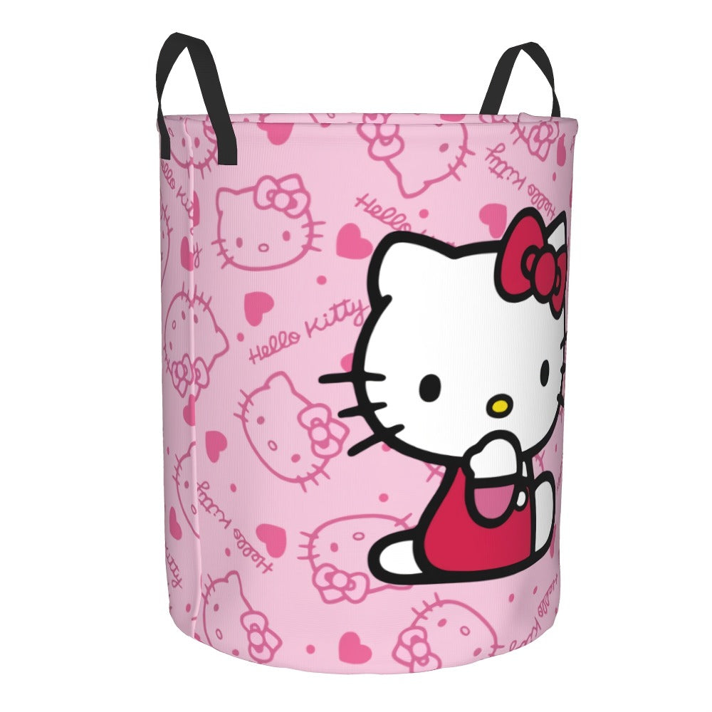 Hello Kitty Collapsible Laundry Basket with Handle - Sanrio Oxford Cloth Foldable Hamper, Portable Storage Bin for Bedroom Bathroom Dorm, Cute Kawaii Laundry Hamper for Girls