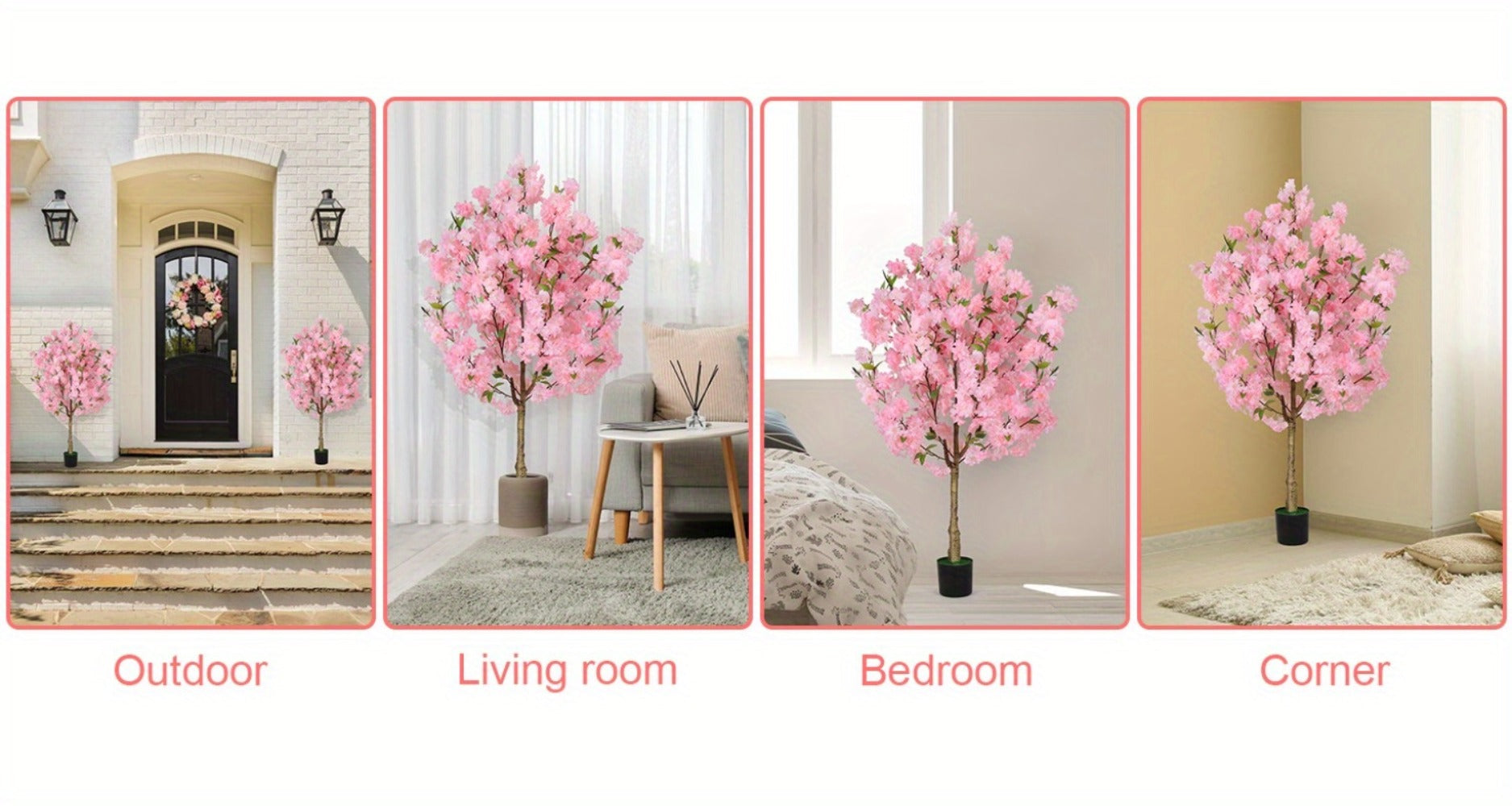 Artificial Cherry Blossom Tree 6ft Tall Faux Pink Silk Flower Tree with Moss Pot for Home Office Living Room Indoor Decor