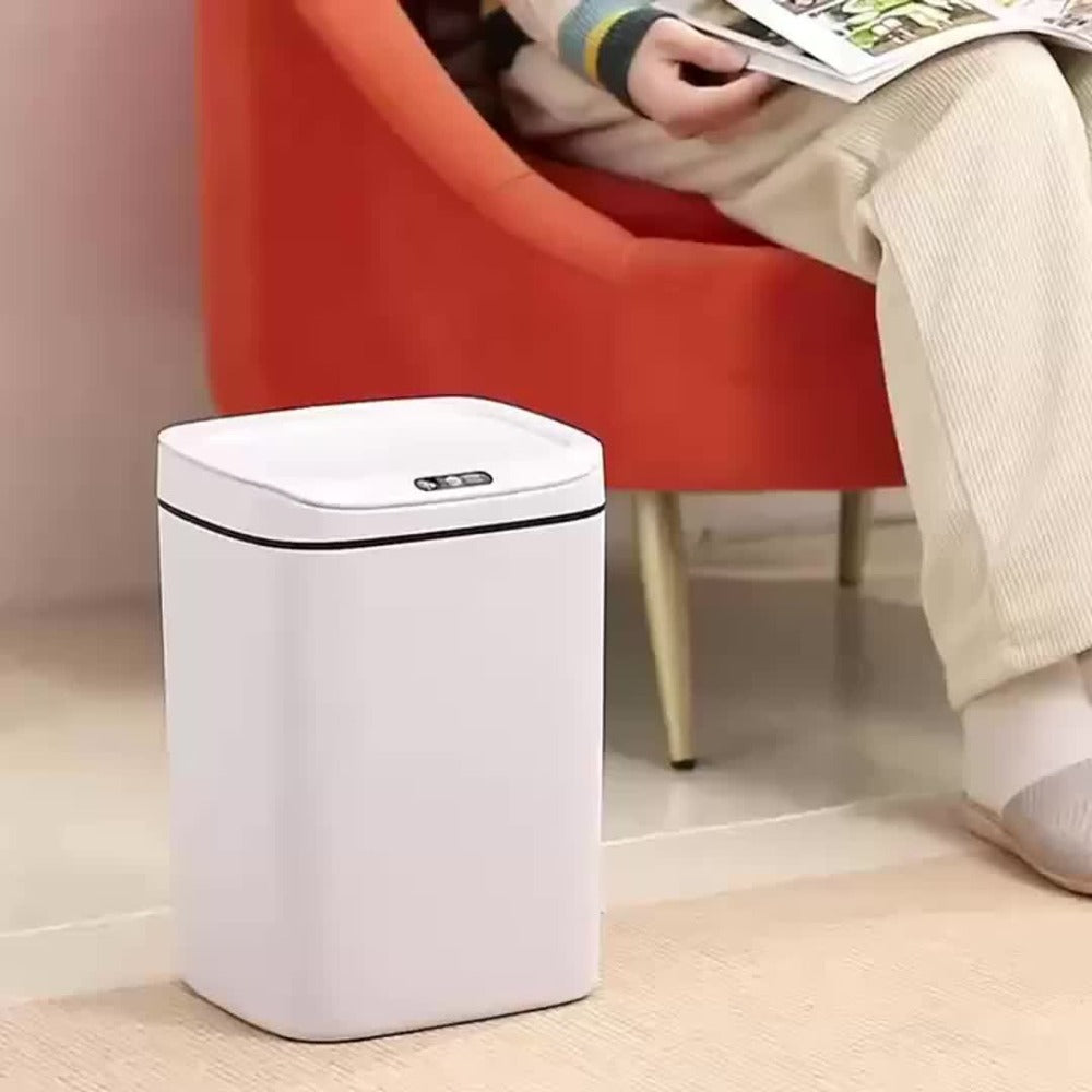 Motion-Activated Touchless Trash Can with Lid ¨C Smart Sensor Waste Bin for Kitchen, Bathroom, Office & Home, Minimalist Rectangular Design, Battery Powered, 3-4 Gallon