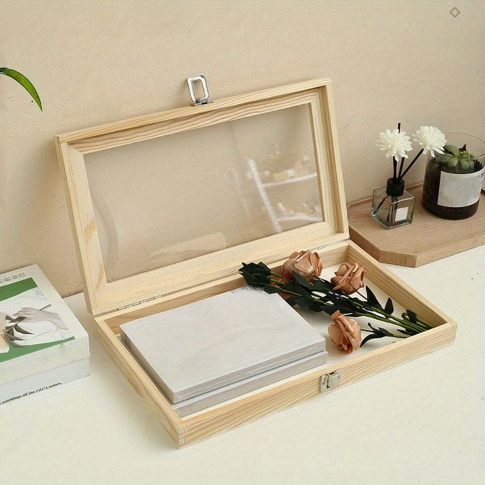 Lockable Wooden Display Storage Box with Acrylic Window ¨C Jewelry & Collectibles Organizer Drawer Box, Elegant Wood Finish, Clear Viewing Panel, Gift Box