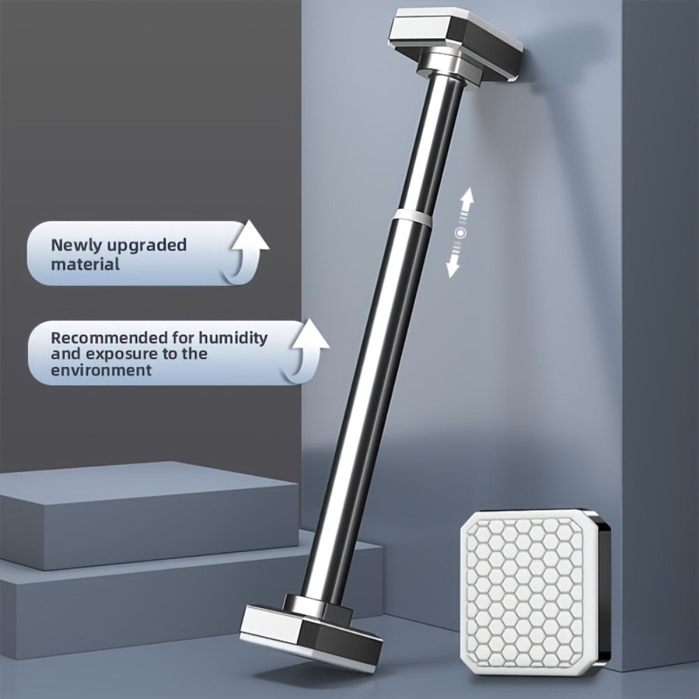 Tension Curtain Rod No Drill Telescopic Shower Bathroom Towel Rack Adjustable Hanging Rod Balcony Coat Hanger Drying Rod