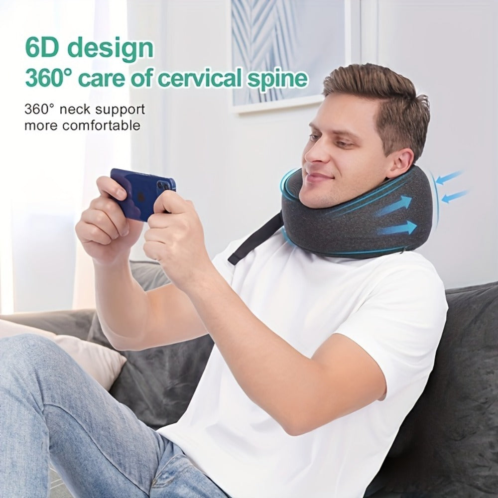 Memory Foam Travel Neck Pillow ¨C Breathable Washable Cover for Airplane, Office, Car & Home Recliner