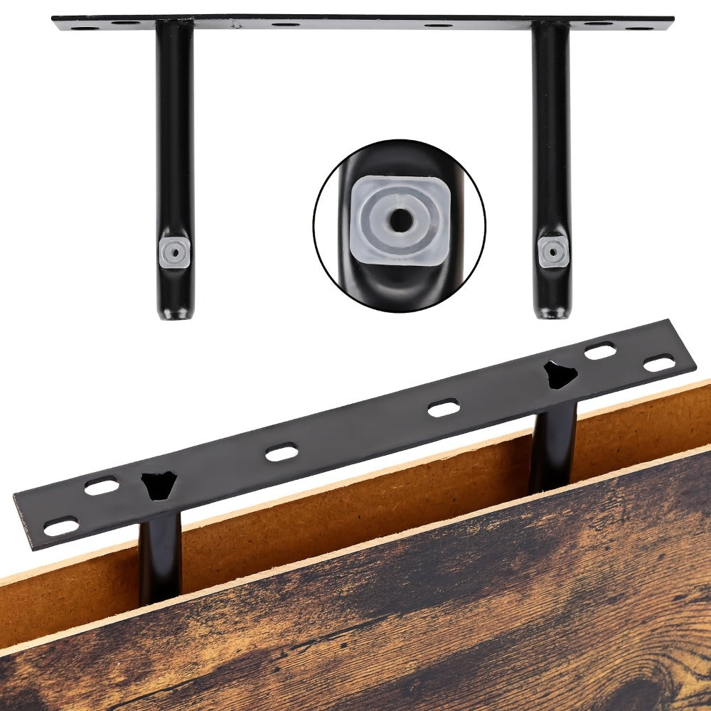Floating Wall Shelves Set of 4, Retro Style Wall Mounted Shelves with Invisible Brackets for Bathroom Living Room Bedroom Kitchen, Brown Black White Gray Home Decor Display