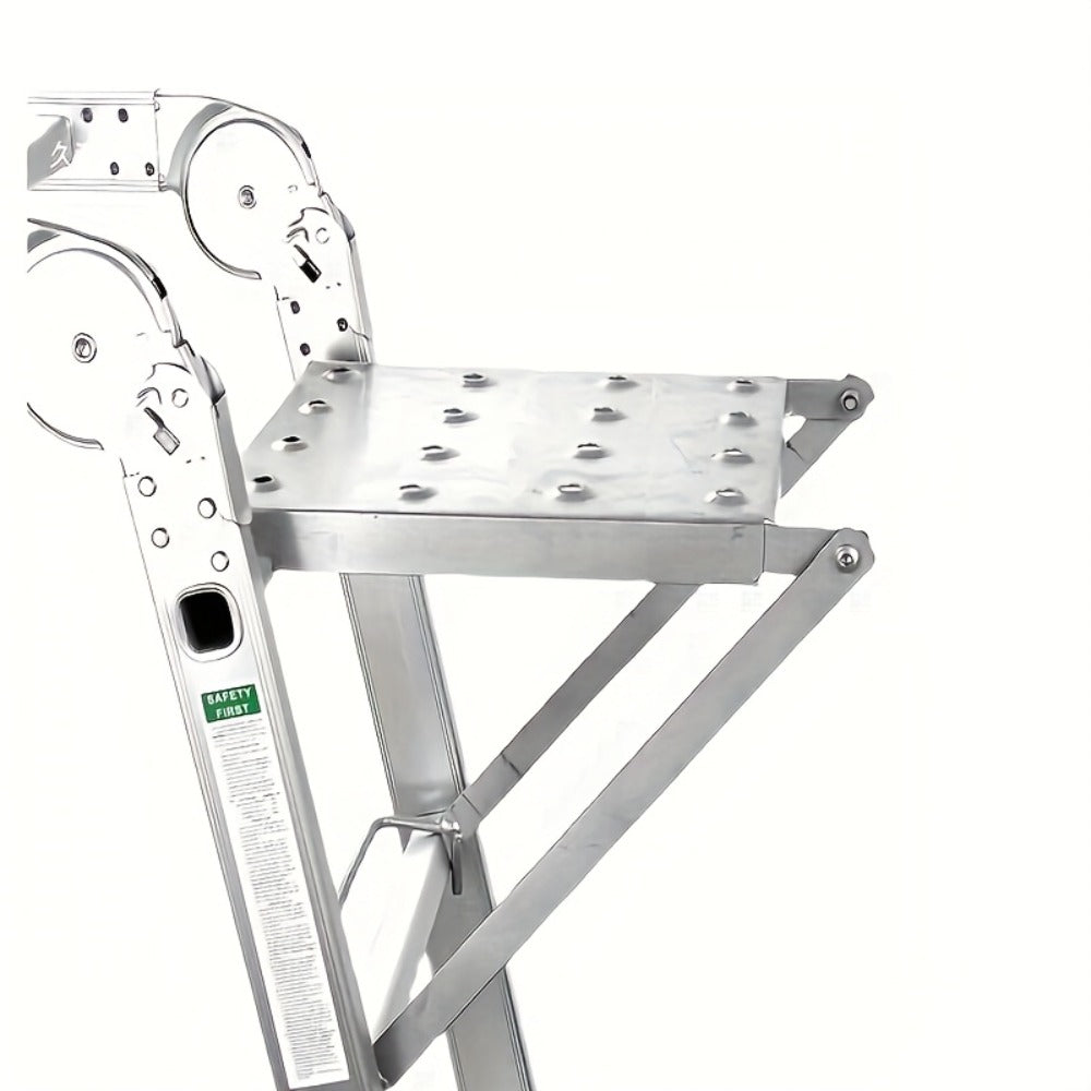 Ladder Platform Scaffold Board 400 lb Heavy Duty Non-Slip Work Tray Retractable Workstation Tool Tray Attachment for Extension Ladders Easy Install Silver