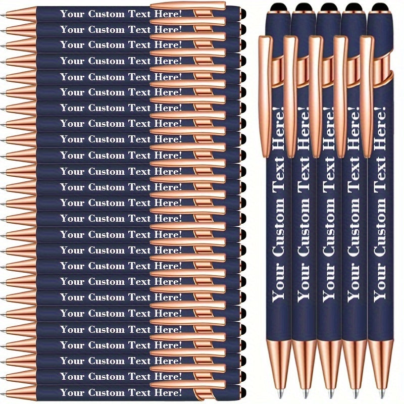 Custom Engraved Luxury Pens Bulk Set with Touch Tip & Soft Grip - Personalized with Logo, Name or Text, Elegant Gift Pens for Wedding, Birthday, Christmas, Office, Party Giveaways - 25/30/35/45/50 Pcs