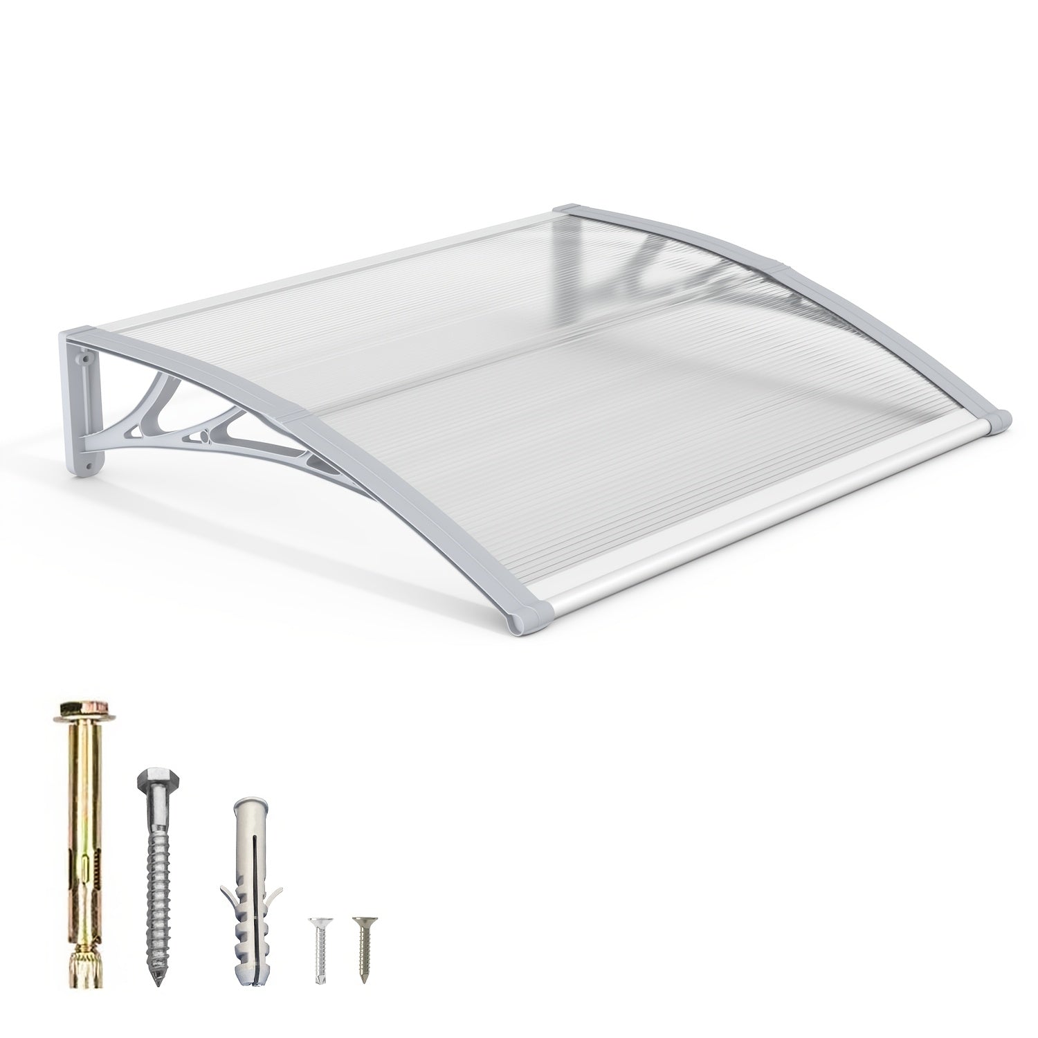 Window Awning Door Canopy Polycarbonate Overhang ¨C UPF 50+ UV & Rain Protection, Leak-Proof Hollow Sheet, Weather-Resistant Outdoor Patio Awning for Doorways, Windows, Storefronts ¨C Multiple Sizes & Colors