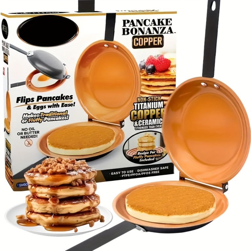 Double-Sided Non-Stick Omelette Pan ¨C Reversible Flip Skillet for Fluffy Pancakes, Omelets & Italian Omelettes | Dishwasher Safe, Indoor & Outdoor Cooking, Camping Kitchen Essentials