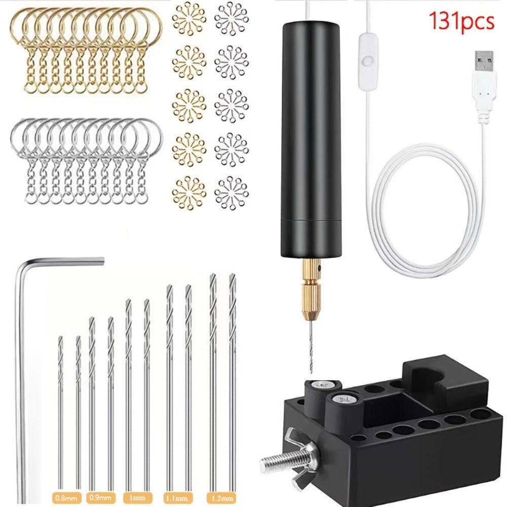 131PCS Resin Drilling Tool Set for Jewelry Making, 100 Eye Screws Gold & Silver, 8 Spiral Drill Bits, Hexagonal Pin, Tiger Pliers & Casting Mold, DIY Keychain Pendant Kit for Resin Wood Polymer Clay