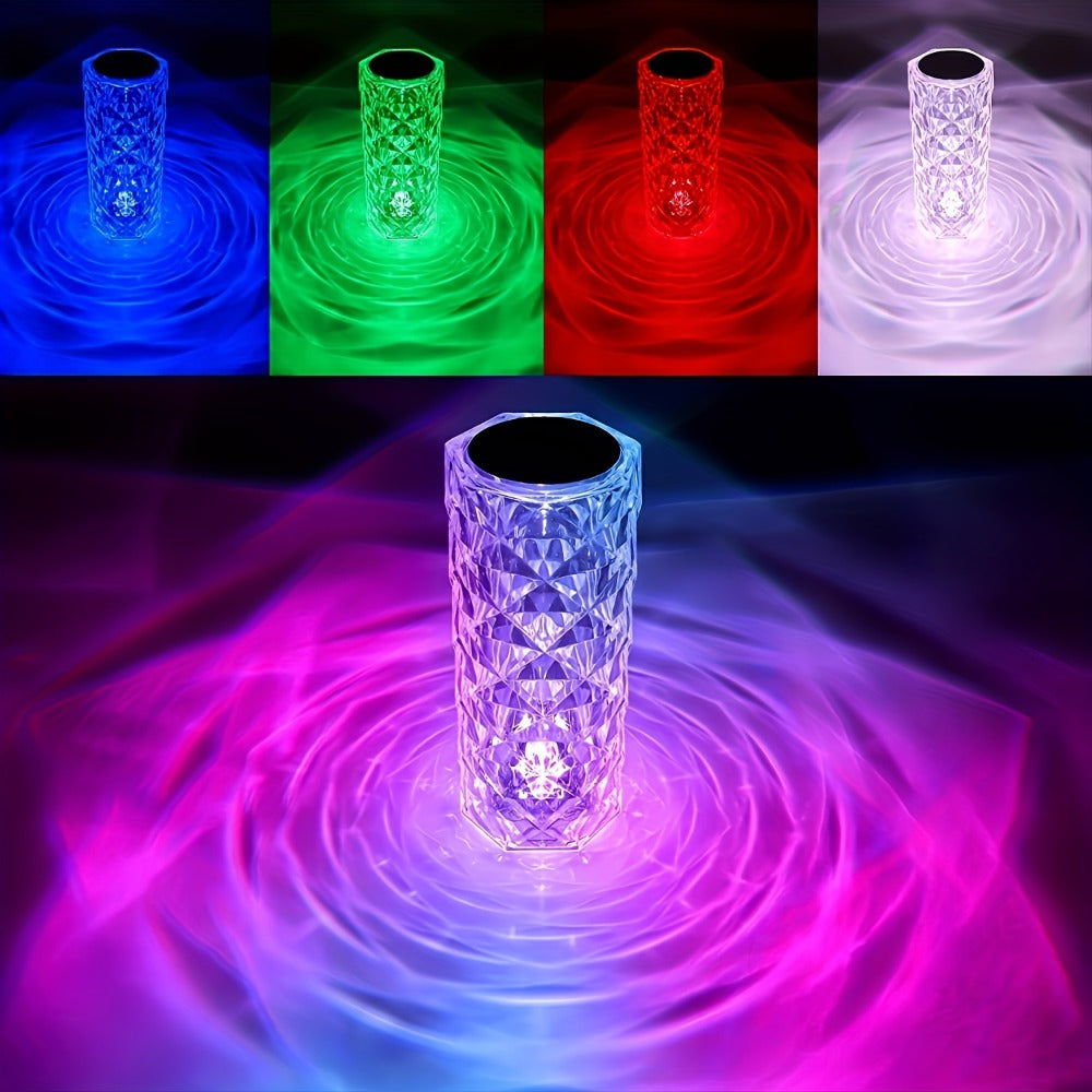 RGB Diamond Crystal Table Lamp Touch & Remote Control, 16 Colors 10 Brightness 4 Modes Dimmable LED Night Light, Aesthetic Mood Ambient Lighting for Bedroom Bedside Gaming Room Decor