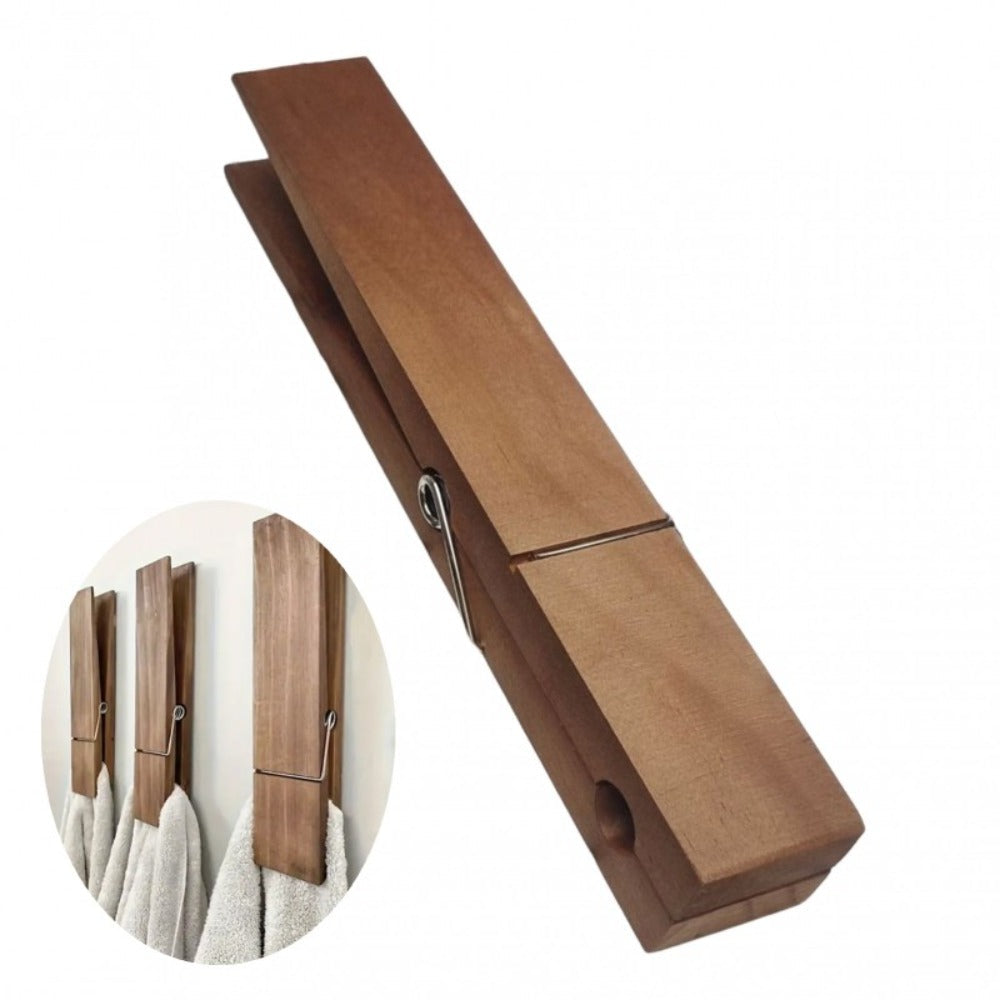 Wooden Clothespins Heavy Duty Laundry Clips - Oversized Clothes Pins for Bathroom, Kitchen & Outdoor Drying, Rust-Resistant Wood Towel Clip