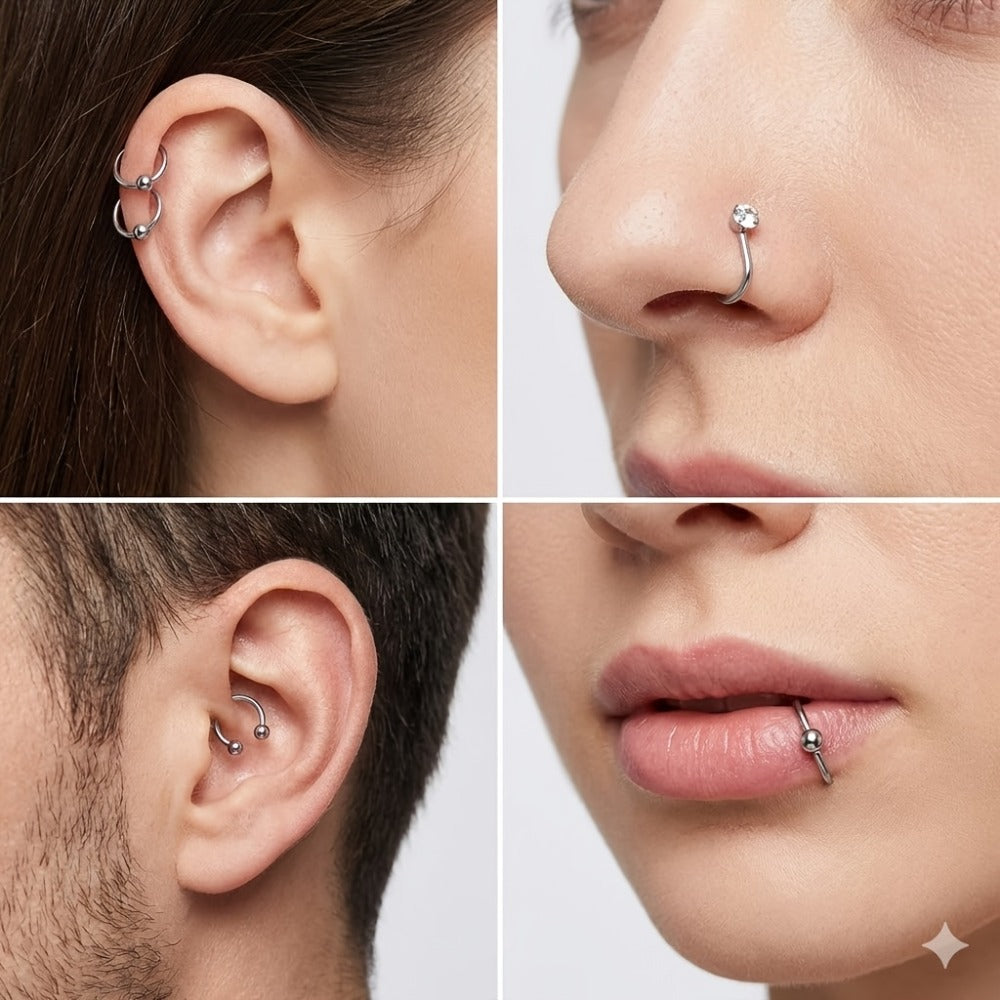 Ear Piercing Kit 124PCS Professional Body Piercing Set with Piercing Gun, 14G 16G Stainless Steel Jewelry for Ears Nose Septum Lips Belly Button Tongue ¨C Complete Starter Kit