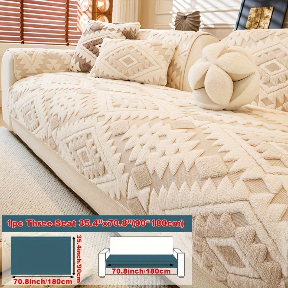 Thick Plush Sofa Cover Non-Slip Pet Friendly Machine Washable Couch Slipcover Furniture Protector for Living Room Bedroom Office Armrest to 4-Seat Multiple Colors
