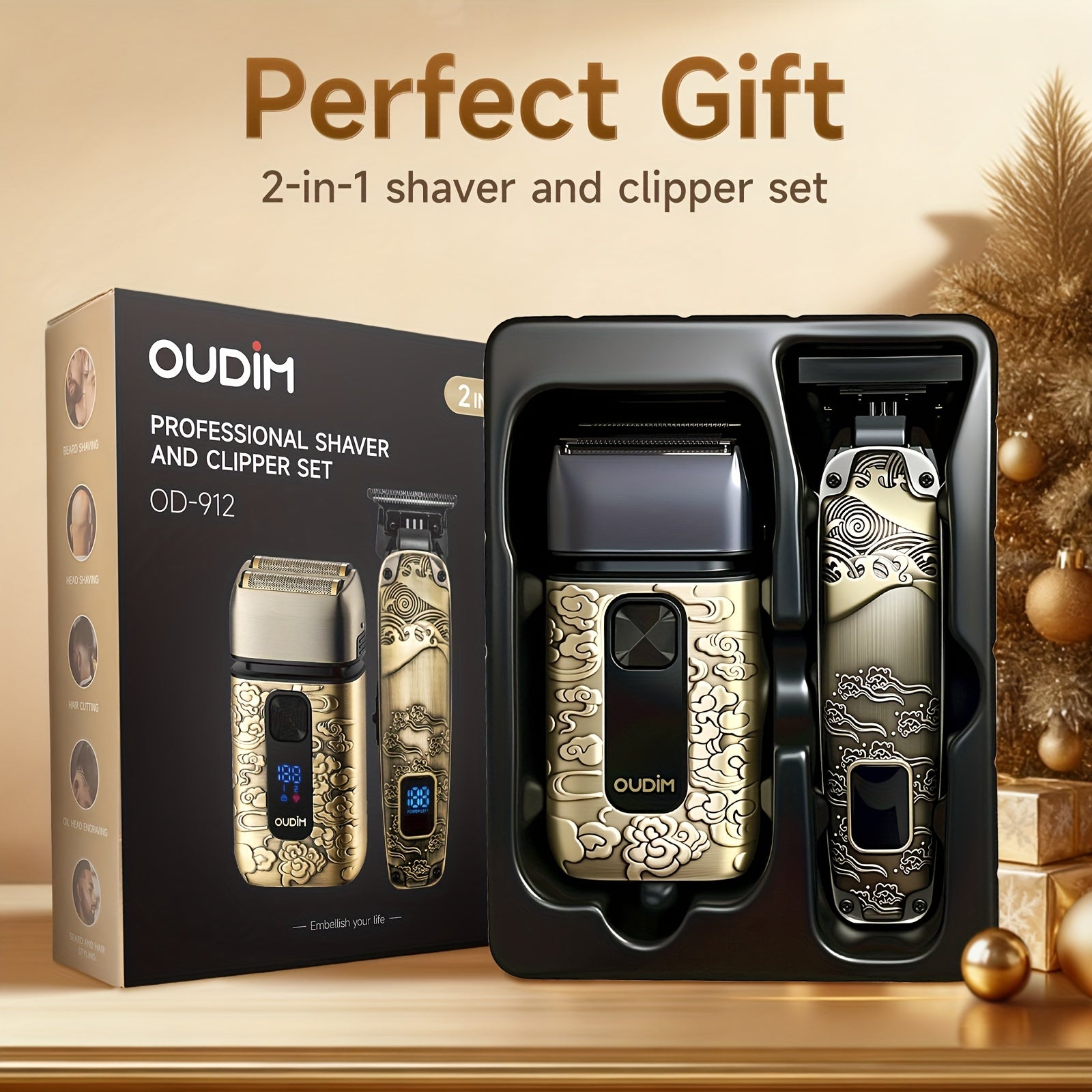 Foil Shaver for Men 2-in-1 Hair Clipper & Beard Trimmer Grooming Kit - Cordless Rechargeable Electric Razor for Face Mustache Bald Head, Shaver and Clipper Set, Gift for Father Husband Boyfriend