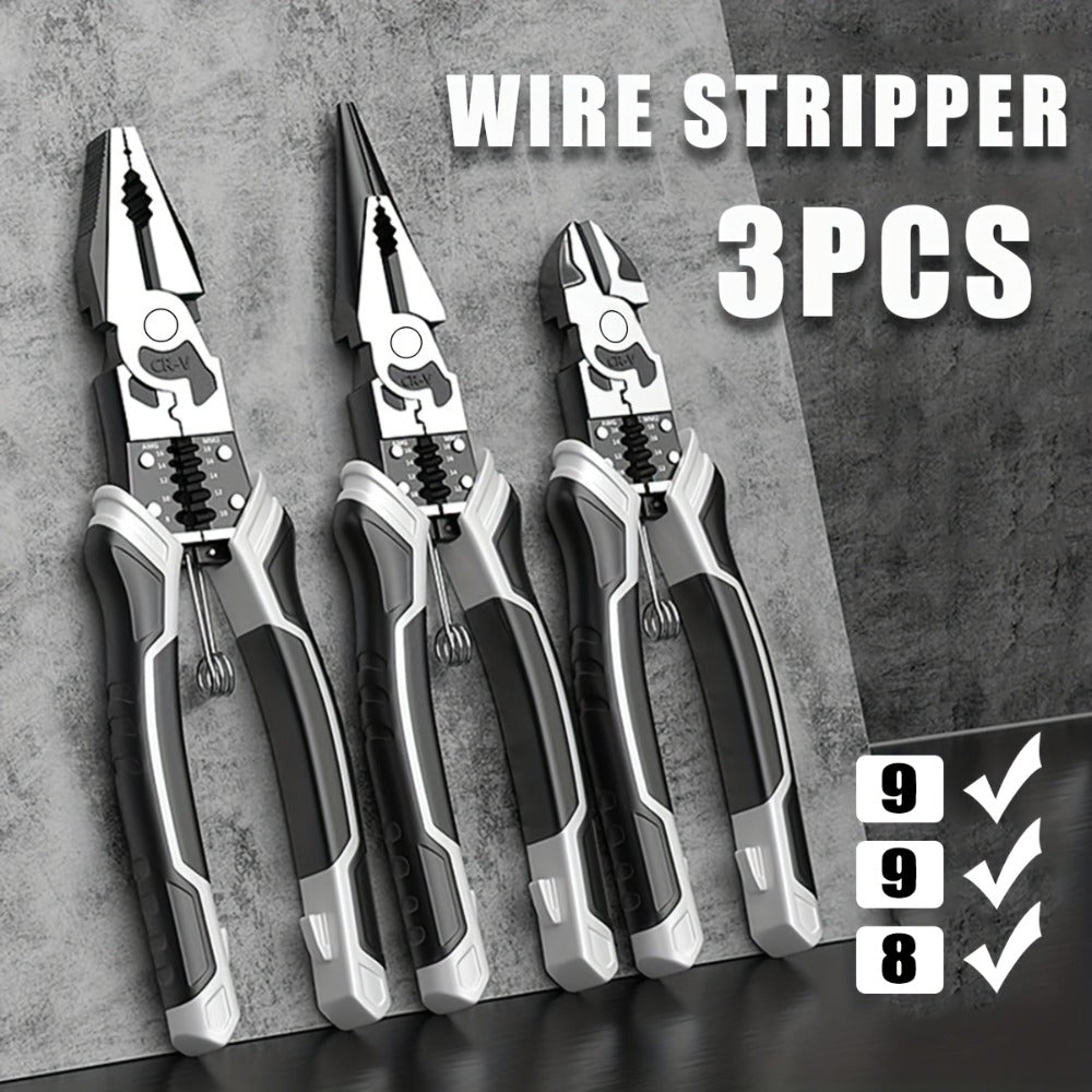 3pcs Pliers Set Diagonal Pliers Needle Nose Pliers Wire Cutter Multifunctional Electrician Hand Tools Heavy Duty Hardware Tool Kit