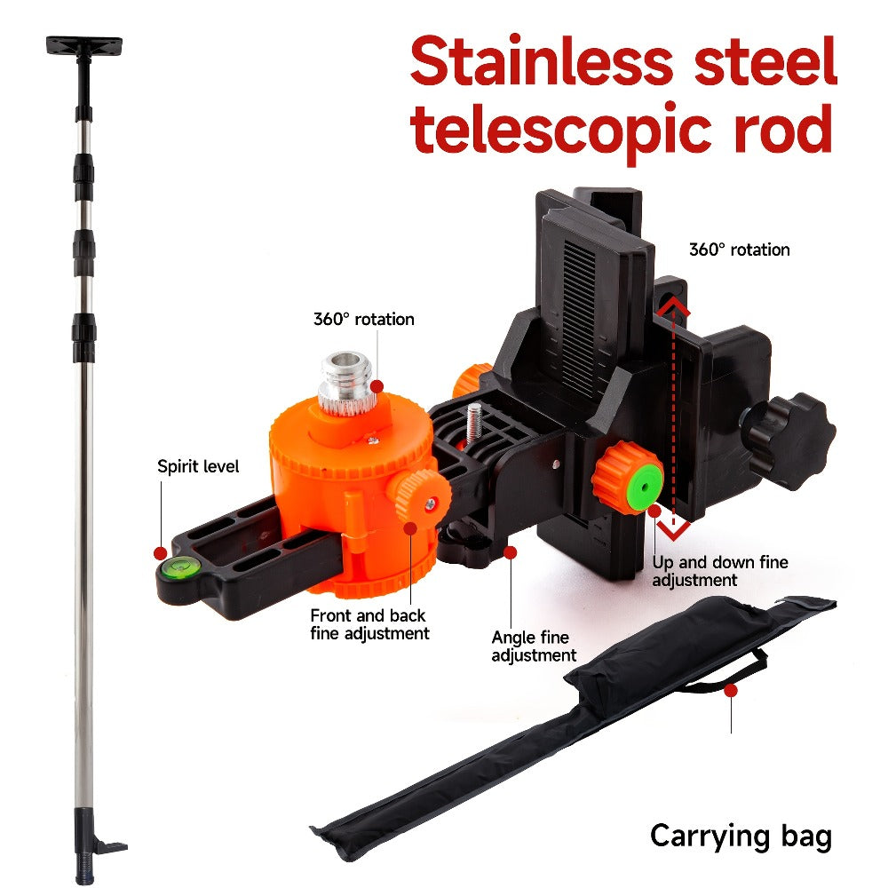 Telescoping Laser Level Pole 15.4ft / 4.7m ¨C Adjustable Extension Rod with 1/4¡±-20 & 5/8¡±-11 Thread Mount for Rotary and Line Lasers, Professional Surveying & Construction Staff