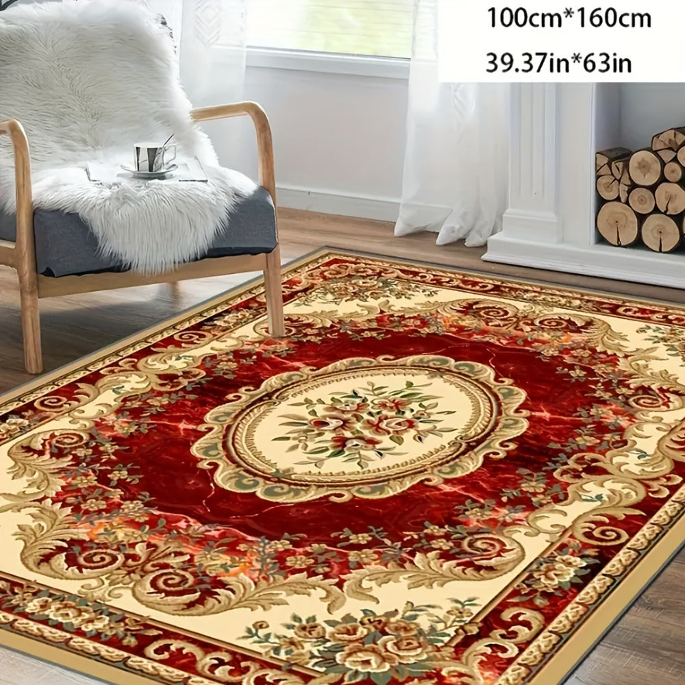 Red Imitation Cashmere Anti-Slip Washable Area Rug for Living Room Bedroom Dining Room Home Office Outdoor