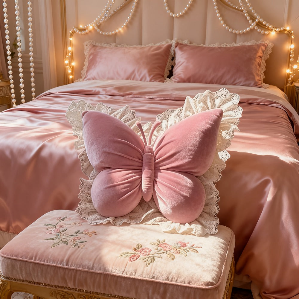 Butterfly Shaped Throw Pillow 3D Bow Decorative Cute Accent Pillow for Bed Sofa Couch Velvet Soft Polyester Fill Whimsical Home Decor Gift Multiple Colors 40x28cm