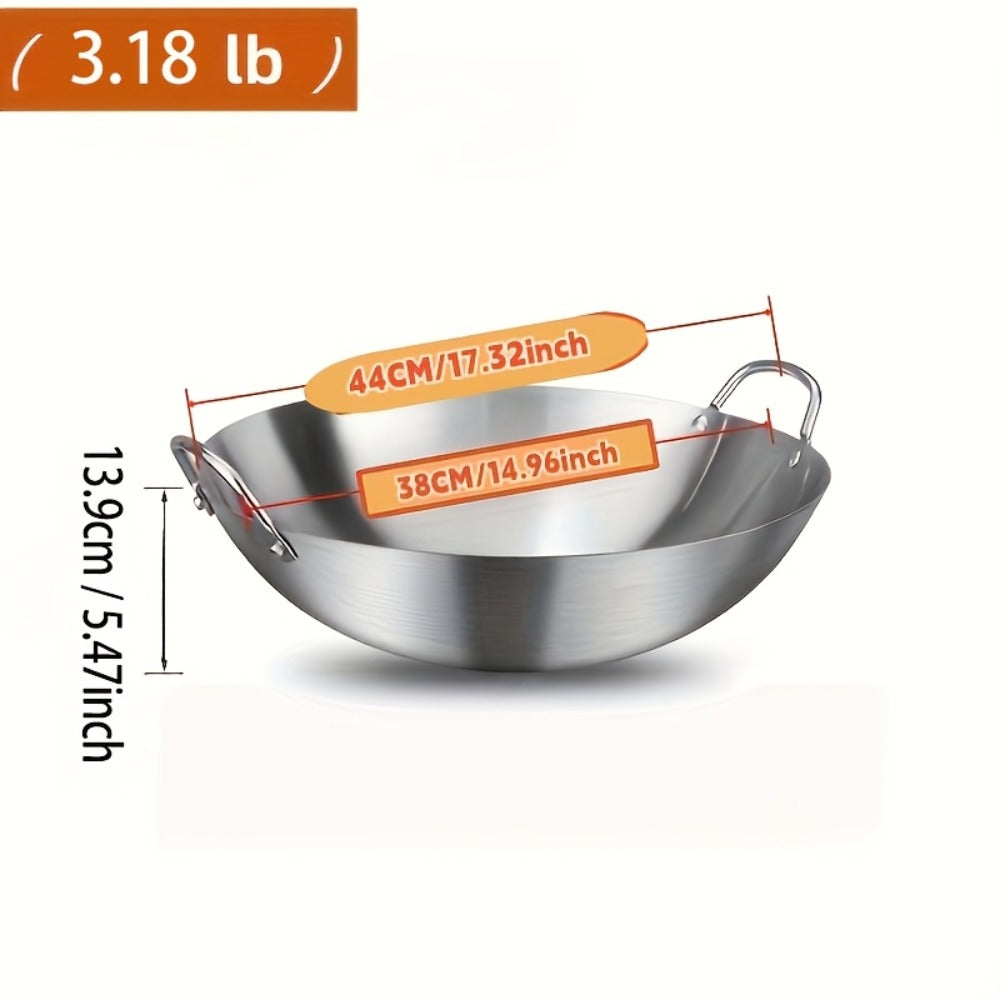 Stainless Steel Wok & Frying Pan ¨C Non-Stick Cooking Surface, Ergonomic Handle, Compatible with Gas, Induction & Electric Stovetops, Extra Thick & Deep, Easy to Clean
