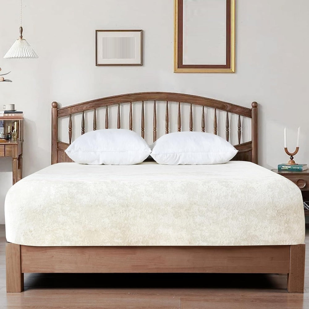 Double-Sided Velvet Sheet Set ¨C Soft Warm Milk Velvet & Suede Fitted Sheet with Pillowcases All Seasons Twin Full Queen King