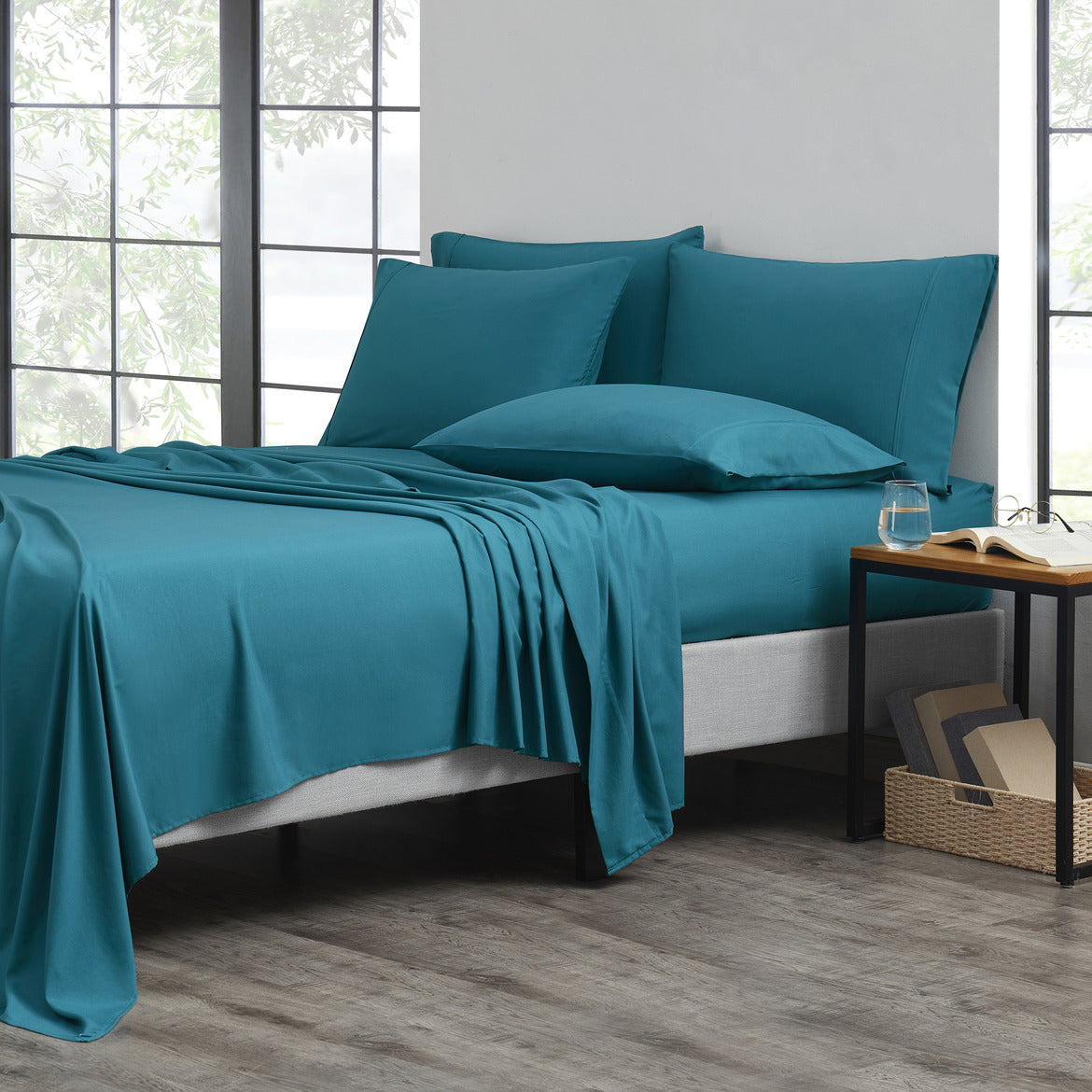 Bamboo Sheet Set 6 Piece Cooling Bed Sheets with Deep 16 Inch Pockets - 2000 Thread Count Microfiber Bamboo Blend Fitted Flat Sheets Pillowcases Twin Full Queen King Cal King