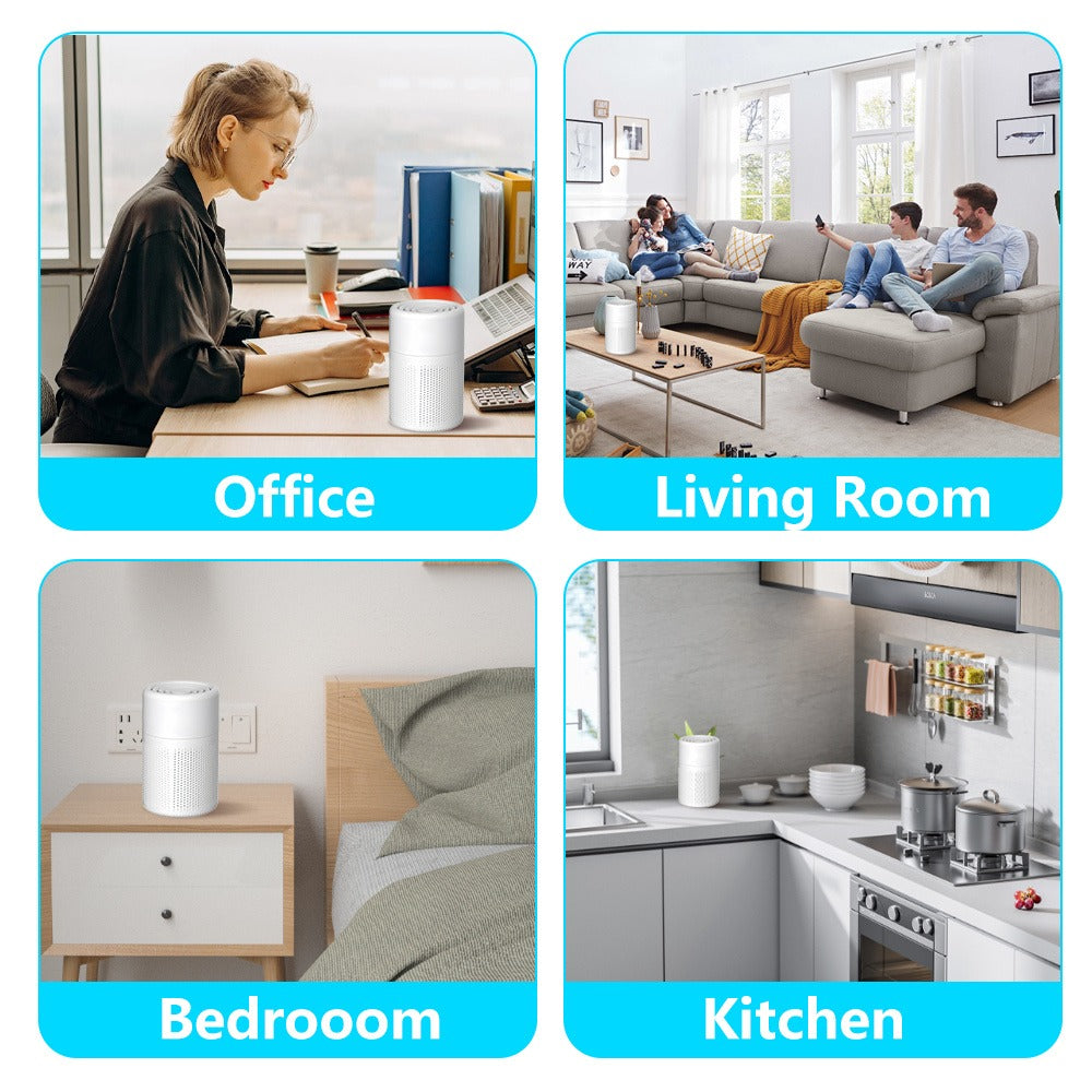 HEPA 3-in-1 Air Purifier with Air Quality Sensor & Sleep Mode | Removes Pet Odors, Allergens, Dust & Smoke | Compact Quiet Air Cleaner for Bedroom, Office & Living Room | Pet Friendly White