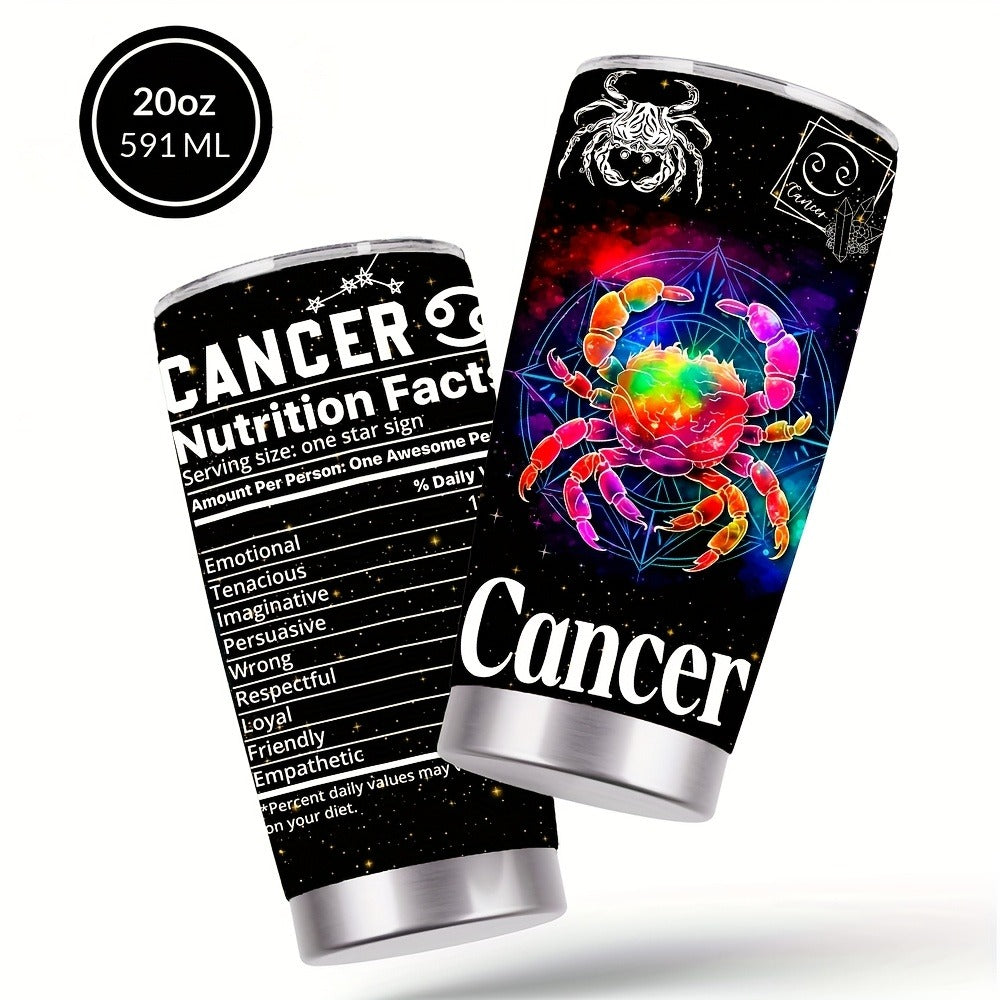 Zodiac Sign Insulated Tumbler 20oz Stainless Steel Travel Cup with Lid & Straw Hot Cold Drinks Horoscope Coffee Mug Gift for Men Women Birthday Christmas