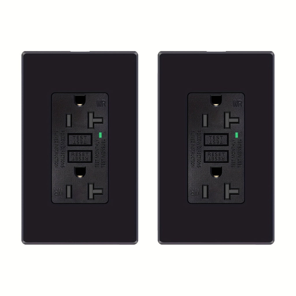 GFCI Outlet 20 Amp Tamper Resistant WR Weather Resistant with Wall Plate ETL Listed LED Indicator Test Reset Button Ground Fault Circuit Interrupter for Bathroom Kitchen Garage 2 4 6 10 20 Pack Black White