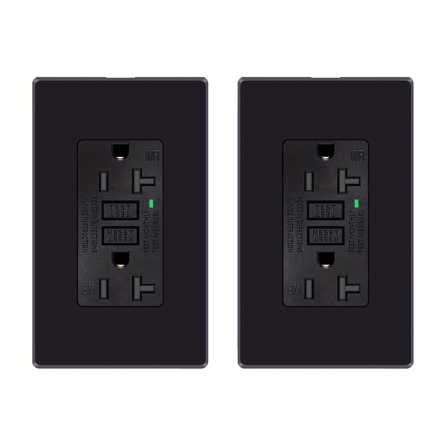 GFCI Outlet 20 Amp Tamper Resistant WR Weather Resistant with Wall Plate ETL Listed LED Indicator Test Reset Button Ground Fault Circuit Interrupter for Bathroom Kitchen Garage 2 4 6 10 20 Pack Black White