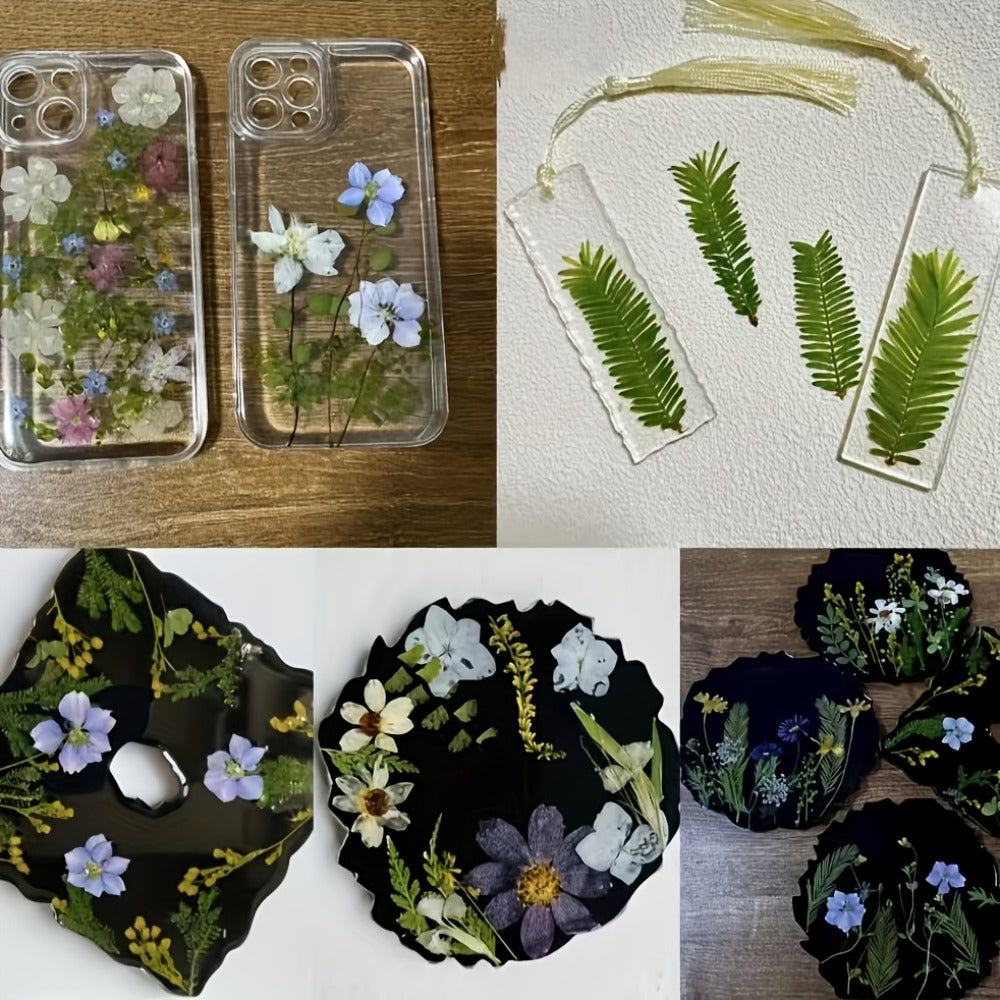 Dried Flower Material Pack 120pcs, Real Pressed Dried Flowers and Leaves for DIY Resin Phone Case Coaster Photo Frame Bookmark Greeting Card Candle Making Jewelry Craft Supplies
