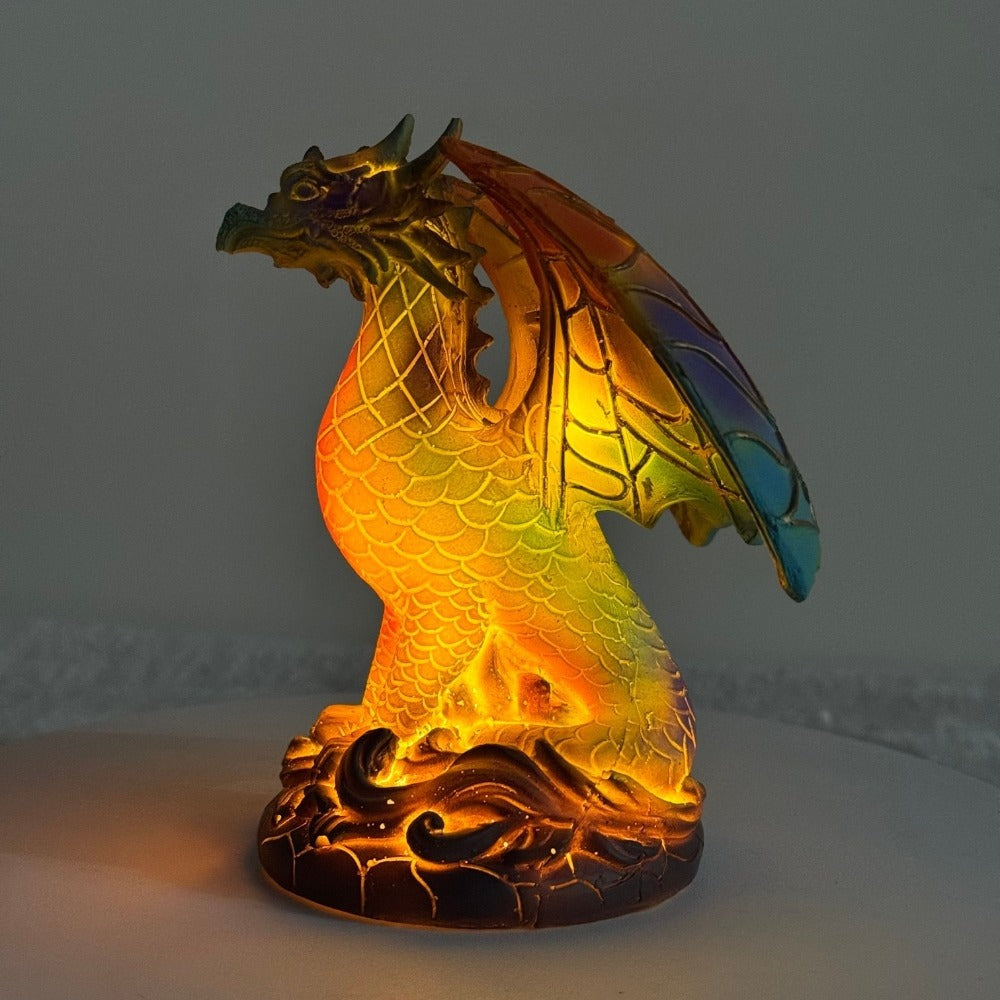3D Resin Animal Night Light ¨C Bohemian Vintage Dragon, Owl & Sea Turtle Stained Desk Lamp for Bedroom, Home Decor, Birthday & Christmas Gift (Dragon / Owl / Sea Turtle)