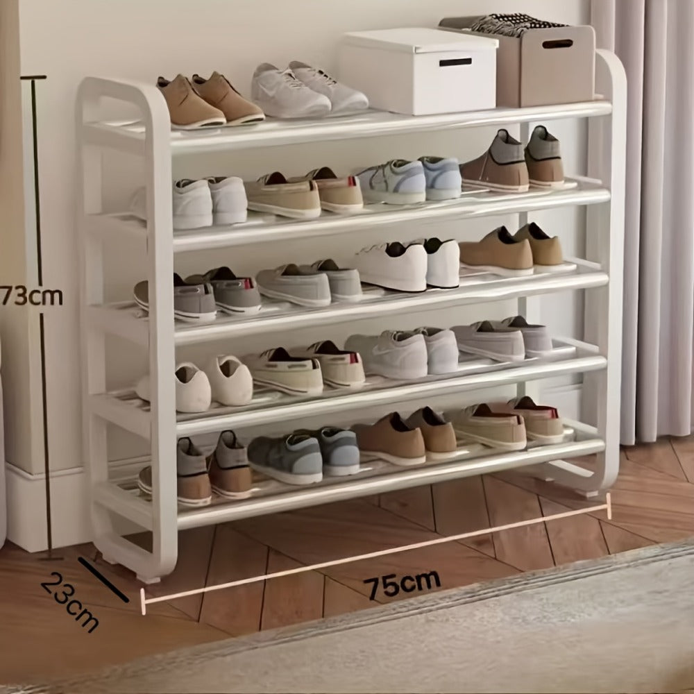 5 Layer Shoe Rack Space Saving Narrow Design | Floor to Ceiling Shoe Storage Organizer | Durable Entryway Closet Living Room Door Shoe Shelf in White