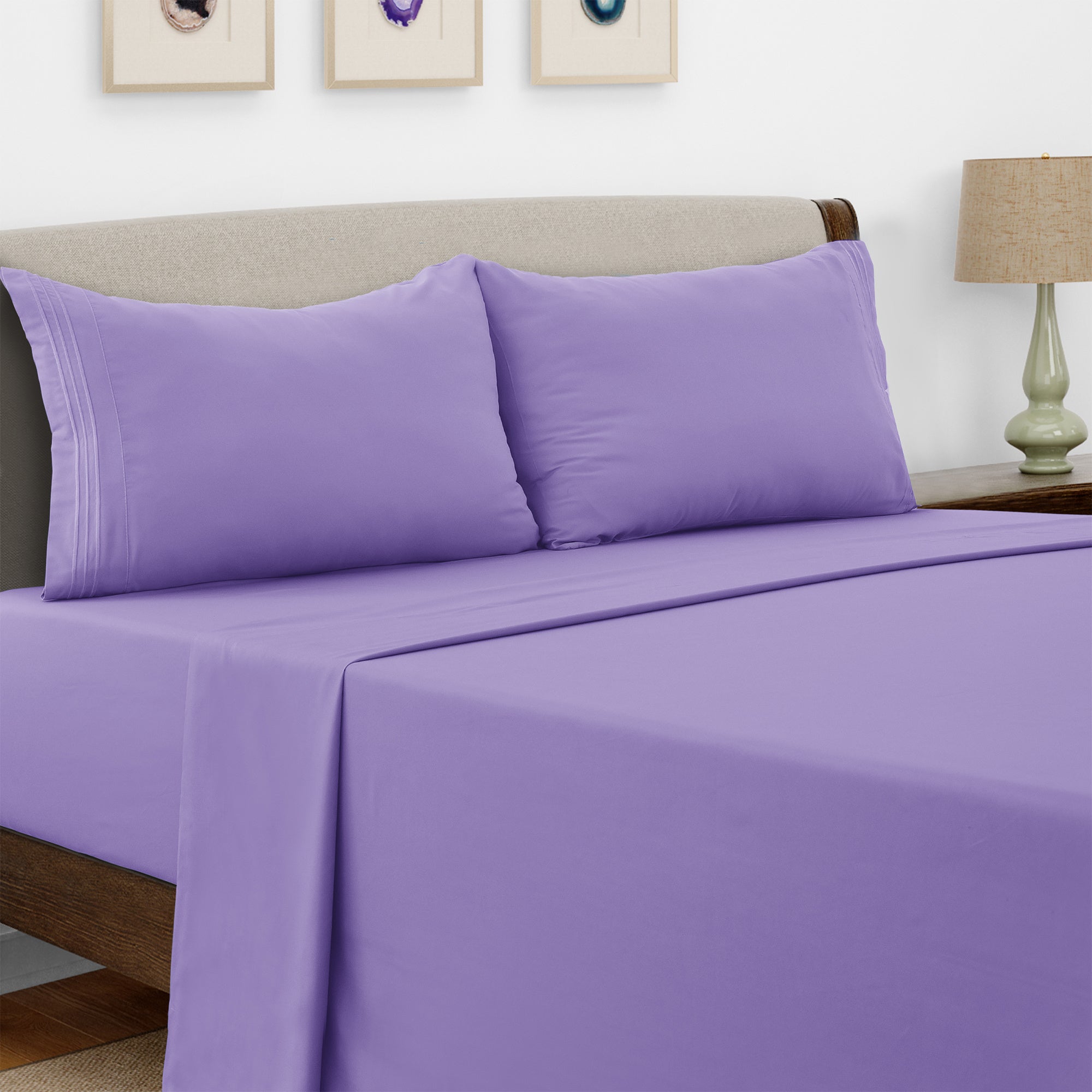 Microfiber Bed Sheet Set 4 Piece - Soft Breathable Deep Pocket 16 inch Fitted Sheet, Flat Sheet & Pillowcases, Wrinkle Fade Resistant Bedding for All Seasons Twin Twin XL Full Queen King Cal King, 24 Colors