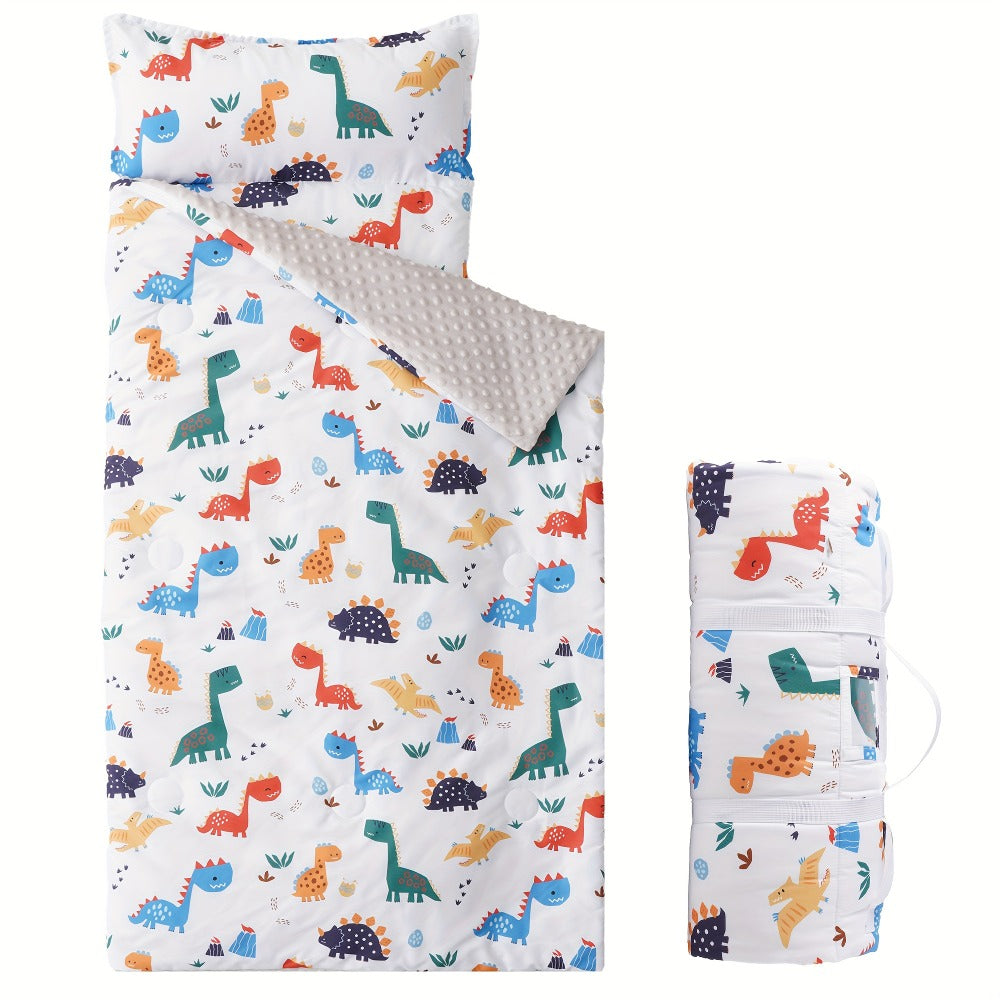 Kids Nap Mat Roll-Up Sleeping Mat for Daycare & Travel - 100% Polyester, Machine Washable, Fun Prints