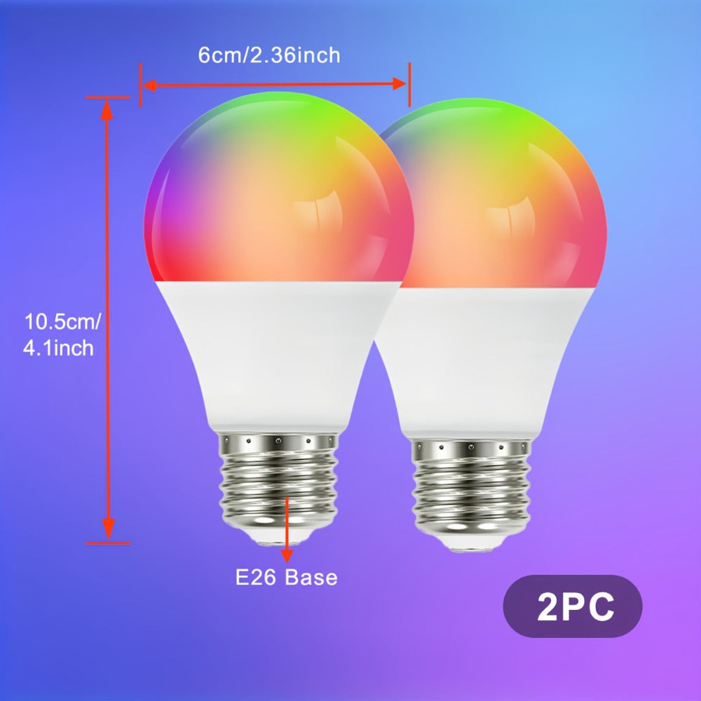 Smart Light Bulbs RGBCW Color Changing A19 E26 9W 800LM WiFi Bluetooth LED Bulb Compatible with Alexa Google Home 16 Million Colors Music Sync Dimmable for Bedroom Living Room Party Halloween Decor 2 4 6 Pack
