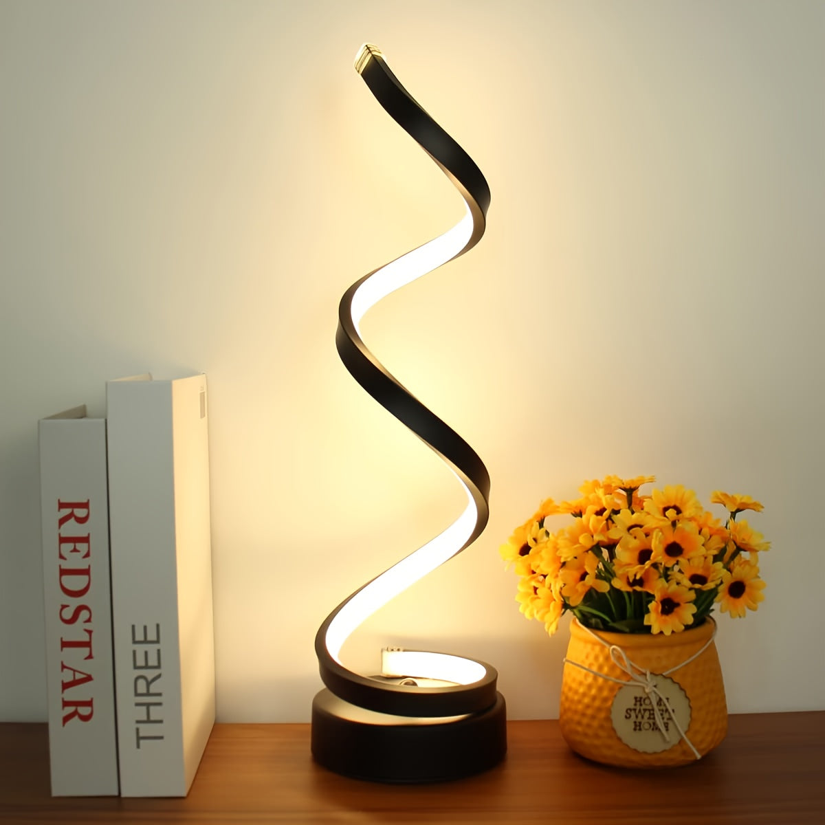LED Table Lamp with Touch Control ¨C Spiral Vintage Desk Light, 3 Color Modes, Adjustable Arm, USB-C Powered, Minimalist Bedside Lamp for Bedroom, Living Room, Office & Study