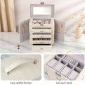 Large Jewelry Box 5-Tier PU Leather Organizer with Lock & Mirror ¨C Storage Case for Bracelets, Earrings, Rings & Necklaces