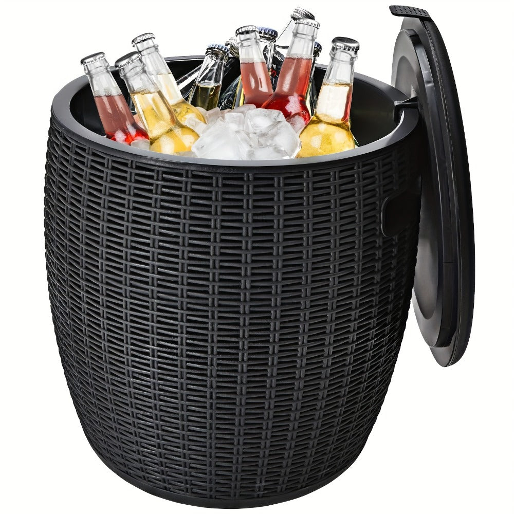 Insulated Ice Bucket with Drain Plug - Large Capacity Food-Grade Plastic Cooler for Parties, Camping, BBQ & Outdoor Events