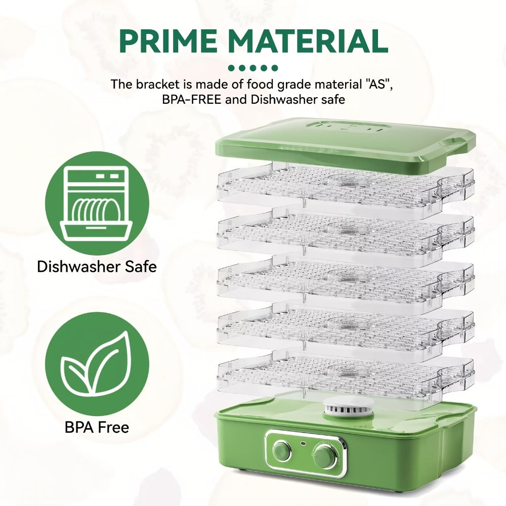 Food Dehydrator Machine 5-Tray BPA-Free Stackable 240W Digital Temperature Control 95-158¡ãF Quiet 33dB Overheat Protection for Jerky Fruit Meat Veggies Herbs Snacks Home Use