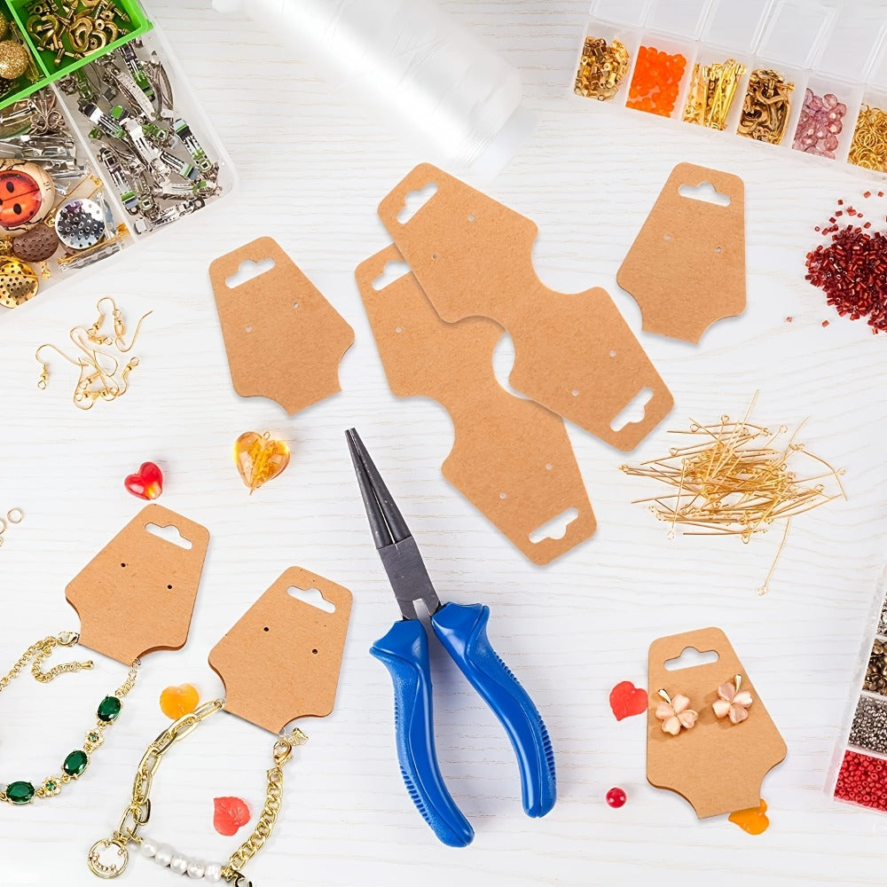 Jewelry Display Cards Wooden Self-Adhesive Kraft Backing | Rounded Corner Hang Tags for Necklaces Bracelets Keychains Boutique Packaging Home Organizing 11 99 Pack
