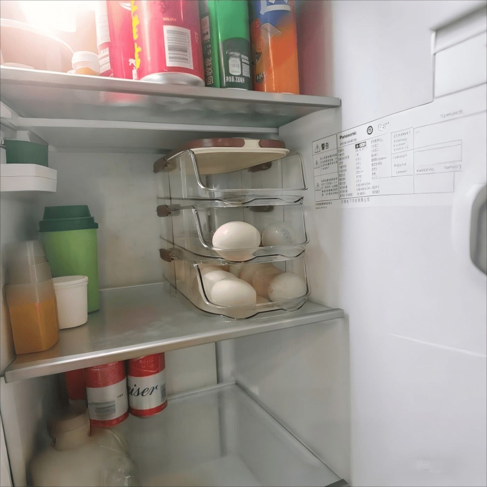 Egg Organizer for Refrigerator, Multi-Layer Auto-Rolling Egg Rack with Large Capacity ¨C Space-Saving Egg Storage Dispenser for Fridge, Cabinet & Countertop, Ideal for Busy Families
