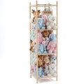 Wooden Stuffed Animal Storage Organizer for Kids Large Plush Toy Holder Zoo Space Saving Display Rack for Playroom Bedroom Nursery Natural White Pink