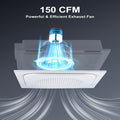 Bathroom Exhaust Fan with Light 150 CFM 1.0 Sone - 40W LED Night Light Ventilation Fan Combo, Quiet Bath Fan with Blue LED, Easy Install, White