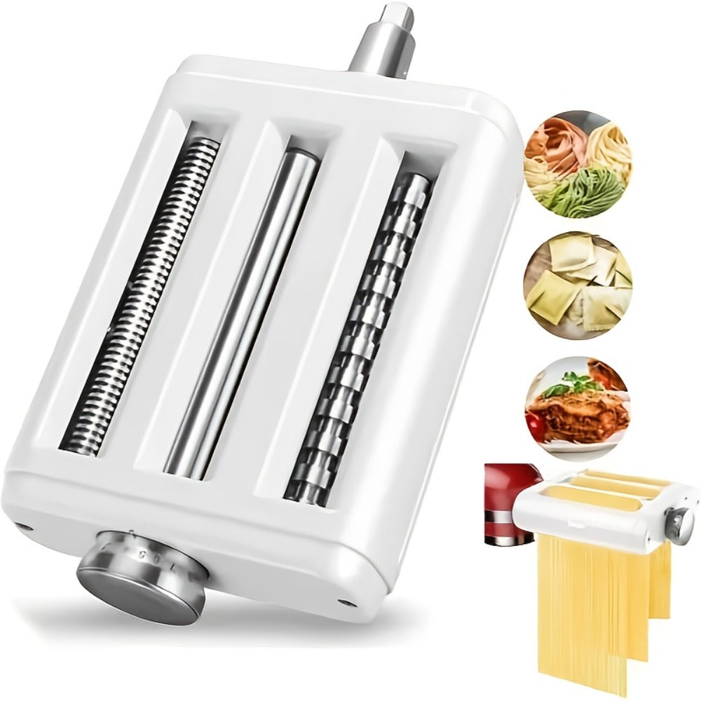 Pasta Maker Attachment for Stand Mixer ¨C 3-in-1 Stainless Steel Noodle Making Kit for Homemade Spaghetti & Fettuccine, Durable & Easy to Use, Compatible with Most Stand Mixers