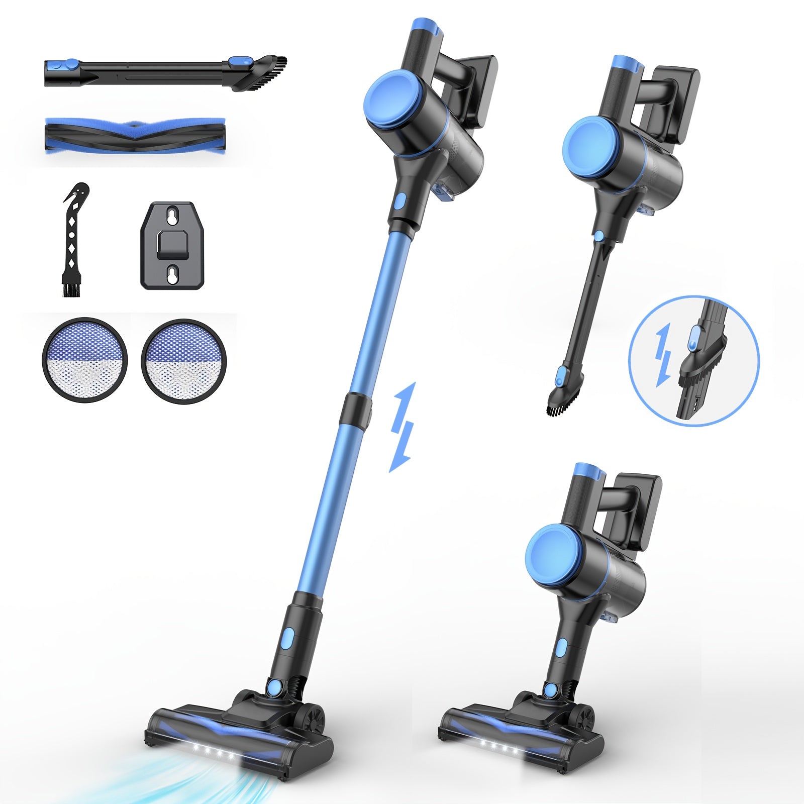 Handheld Vacuum Cleaner Cordless 29KPA Strong Suction for Pet Hair, LED Nozzle Portable Stick Vacuum for Carpet Hard Floor Car Interior Home Auto Multi-Attachment Lightweight Design