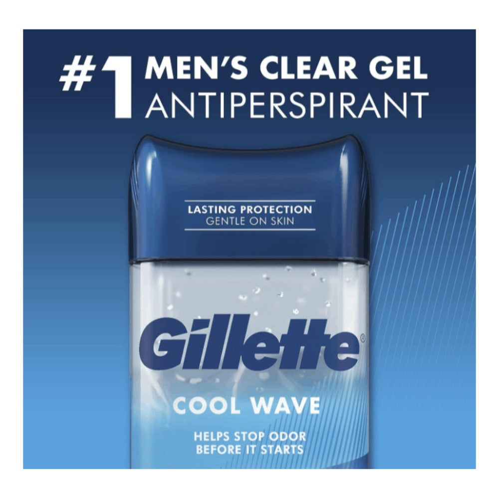 Antiperspirant Deodorant for Men Gillette Clinical 72-Hour Protection ¨C Clear Gel Cool Wave Scent, 3.8 oz, Pack of 4, Anti-White Mark, Prescription Strength Sweat Defense