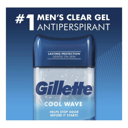 Antiperspirant Deodorant for Men Gillette Clinical 72-Hour Protection ¨C Clear Gel Cool Wave Scent, 3.8 oz, Pack of 4, Anti-White Mark, Prescription Strength Sweat Defense